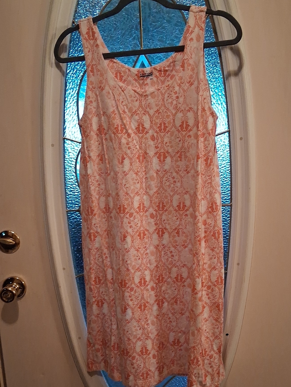 Sleeveless Peach Printed Shift Dress